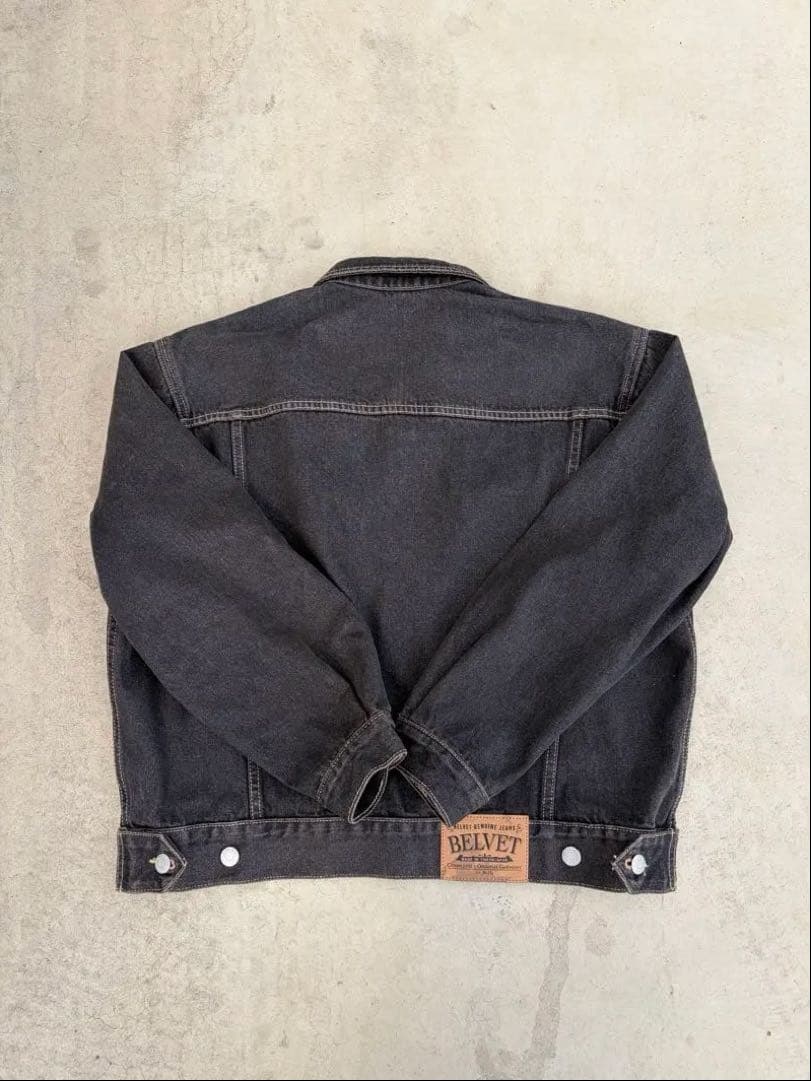 【完売品】BELVET ウォッシュドブラックデニムジャケット M