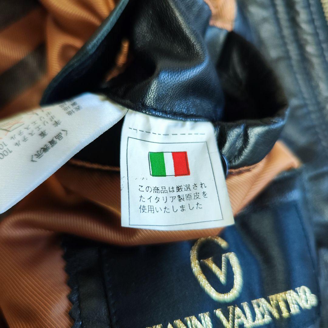 美品 GIANNI VALENTINO ラムレザージャケット 裏地ロゴ LL