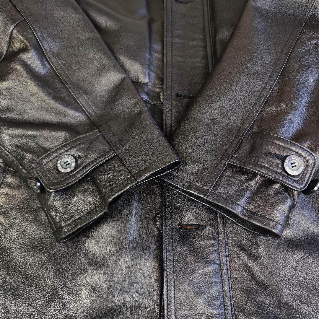 美品 GIANNI VALENTINO ラムレザージャケット 裏地ロゴ LL