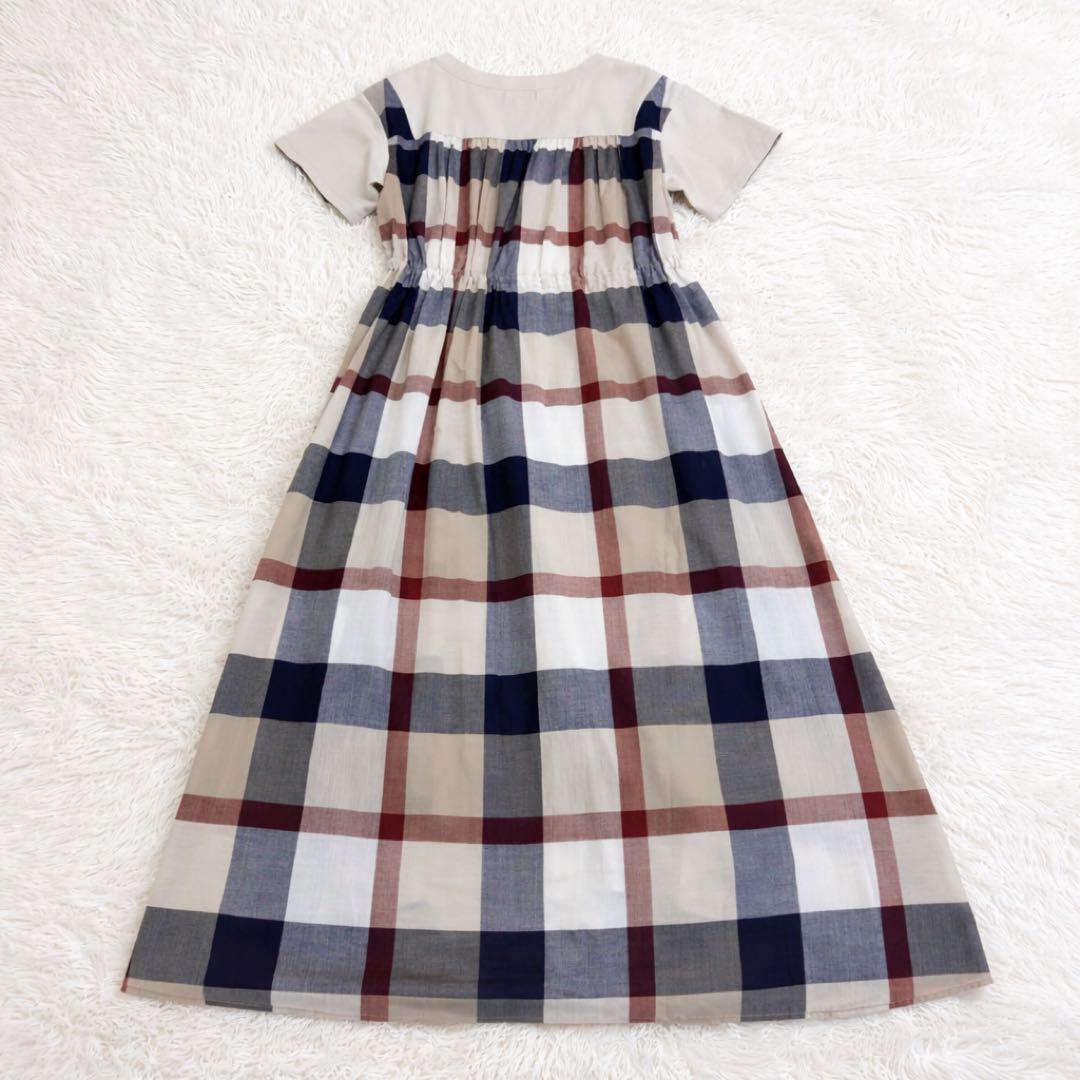 美品♡ブルーレーベルクレストブリッジ　チェック切替　ロングワンピース 38