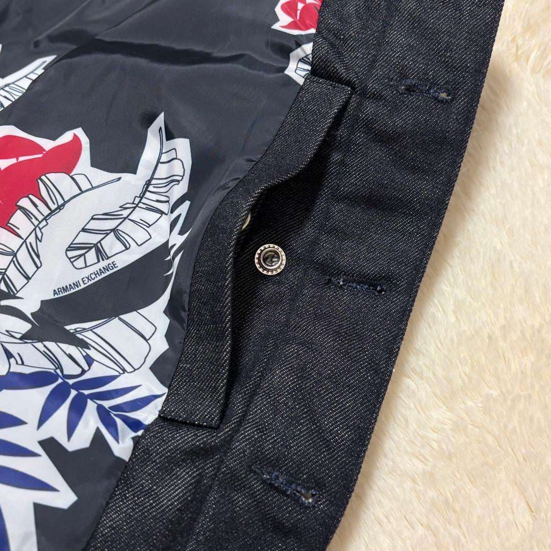 美品 ARMANI EXCHANGE 中綿 ジャケット 裏地総柄 デニム切替 L