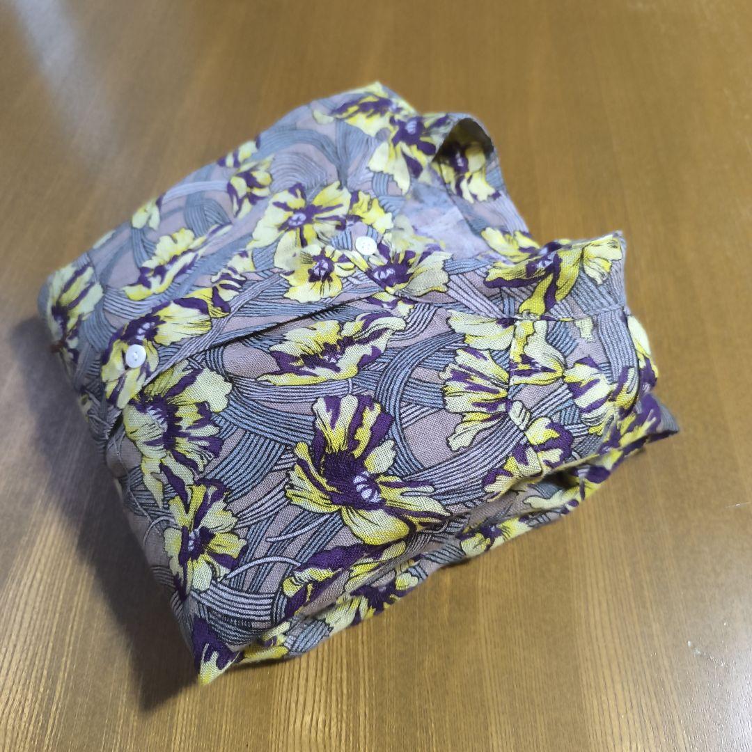 美品　アンシェヌマン　花柄　リネンシャツワンピース　はおり　サイズ2