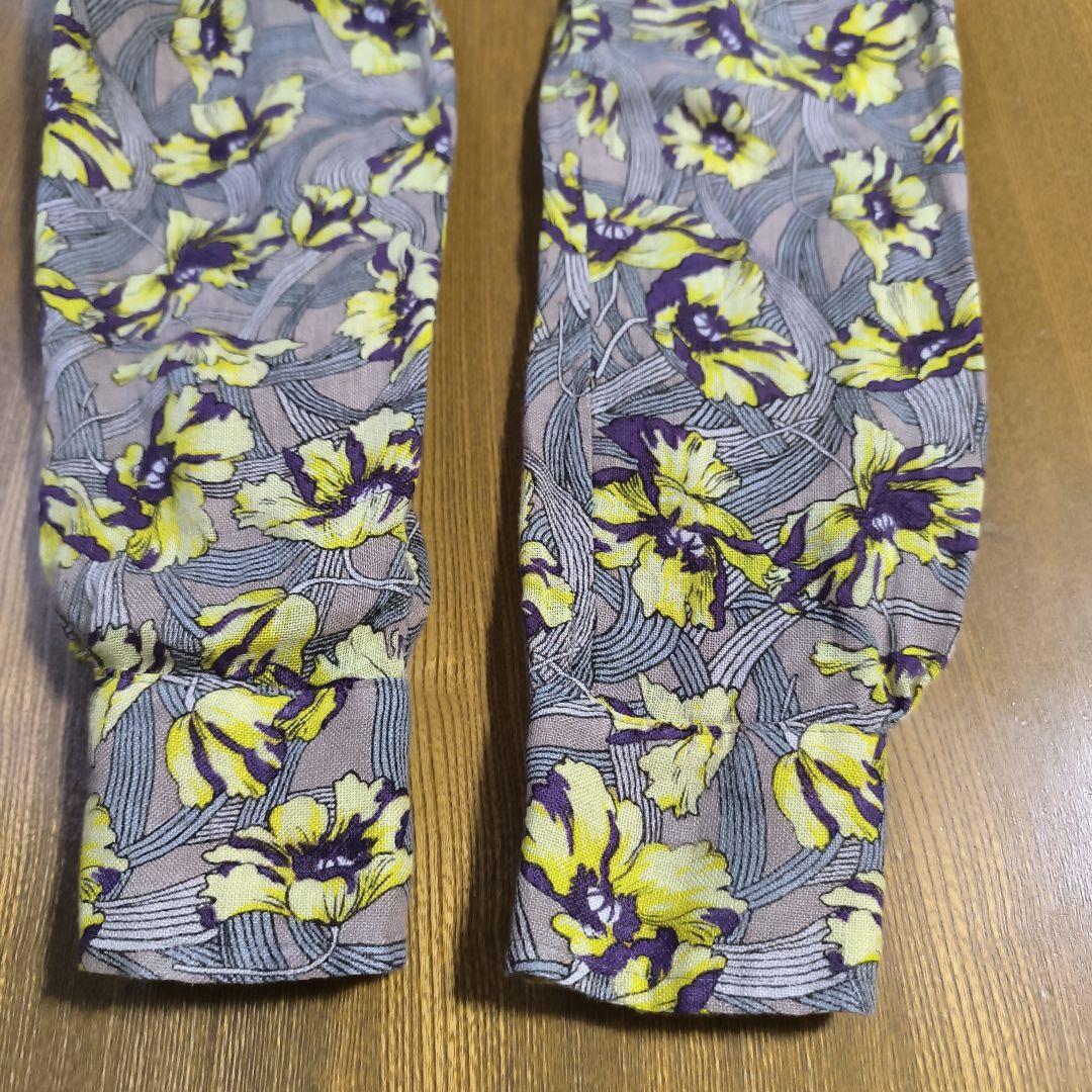 美品　アンシェヌマン　花柄　リネンシャツワンピース　はおり　サイズ2