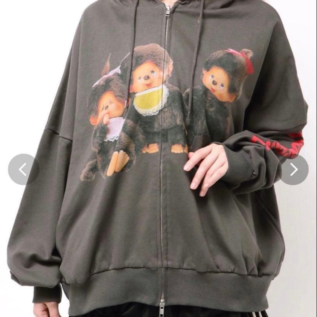 【monchhichi×jouetie】ファードッキングZIPフーディ ブラック