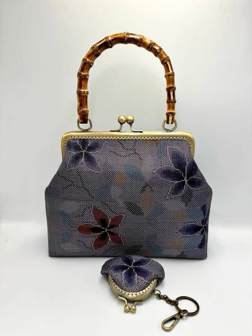 【ハンドメイド】 大島紬 着物リメイク　ハンド バッグ2点セット #565