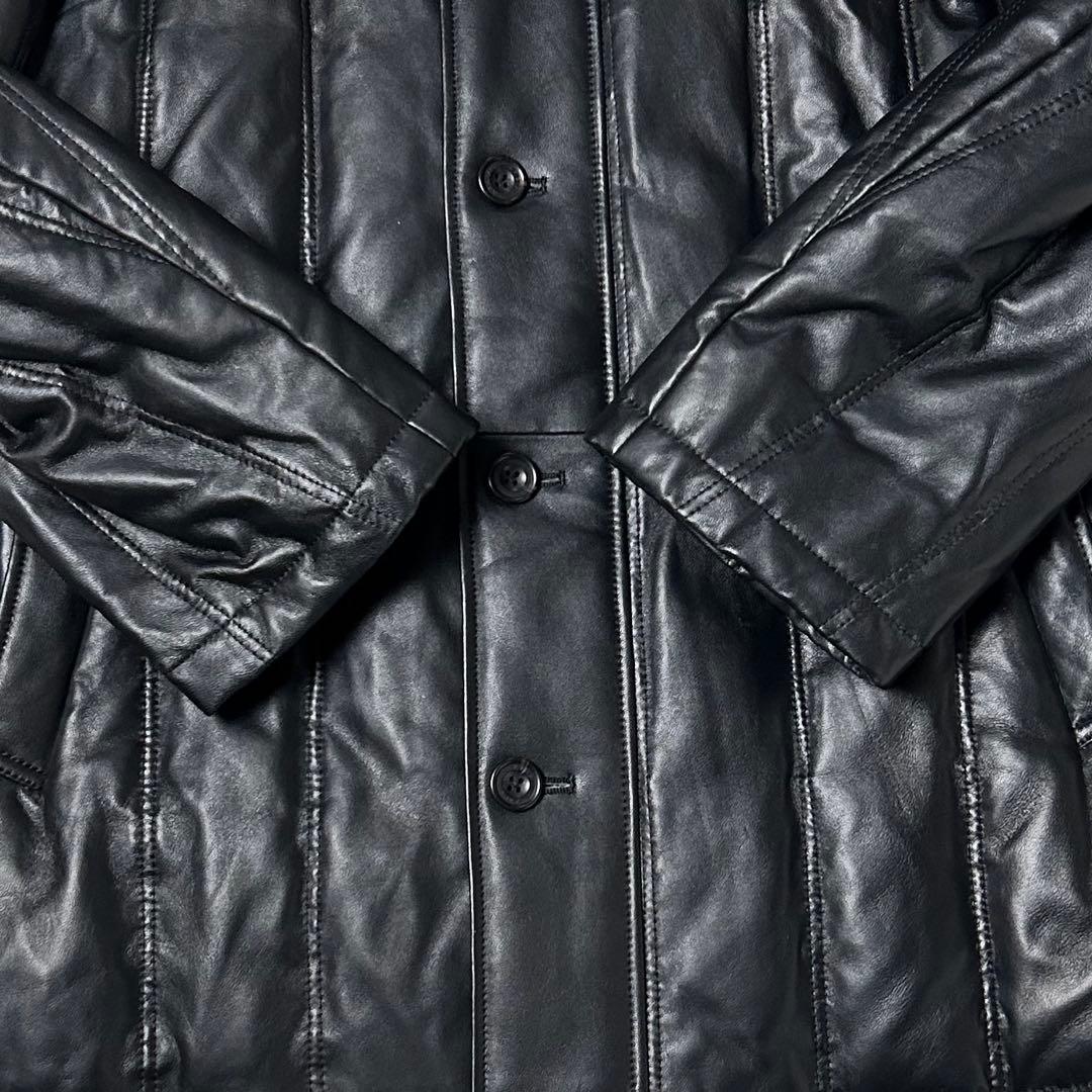 美品✨ ヴィンテージ レザーダウンコート ラムレザー 羊革 黒
