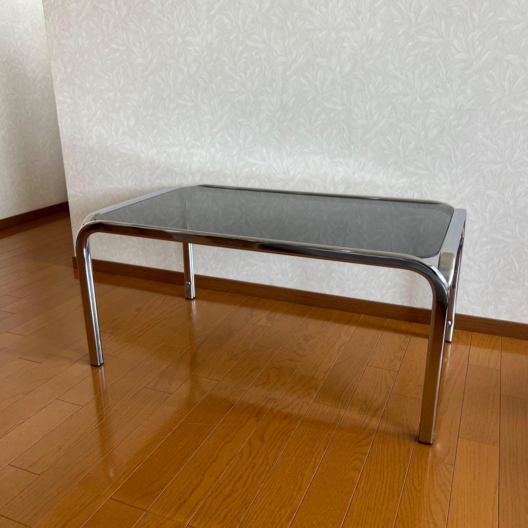 80s 90s ガラステーブル ミッドセンチュリー レトロ スモーク センター