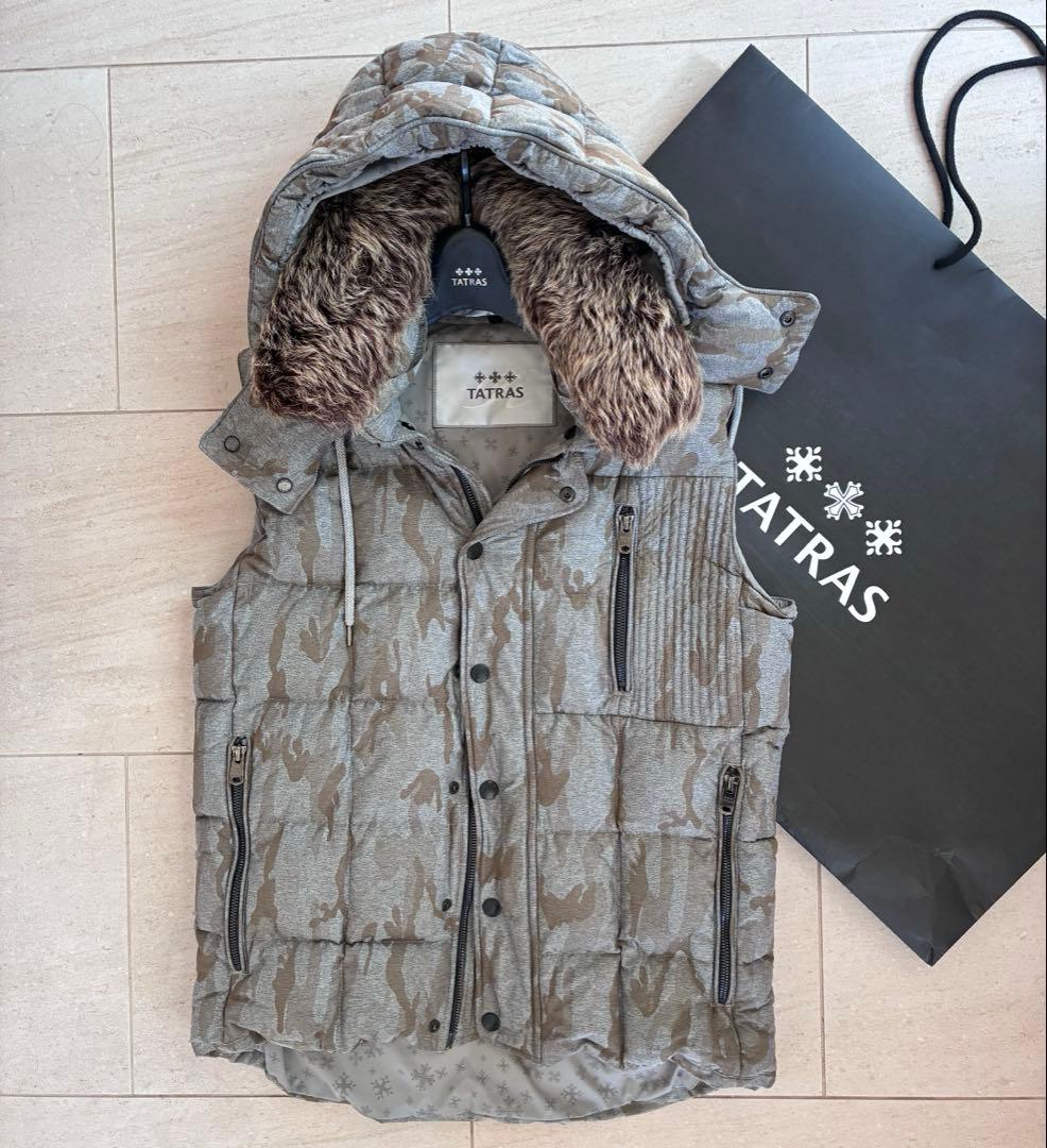 TATRAS✴︎R line✴︎最上位アールライン フード付カモフラ柄ダウンベストL