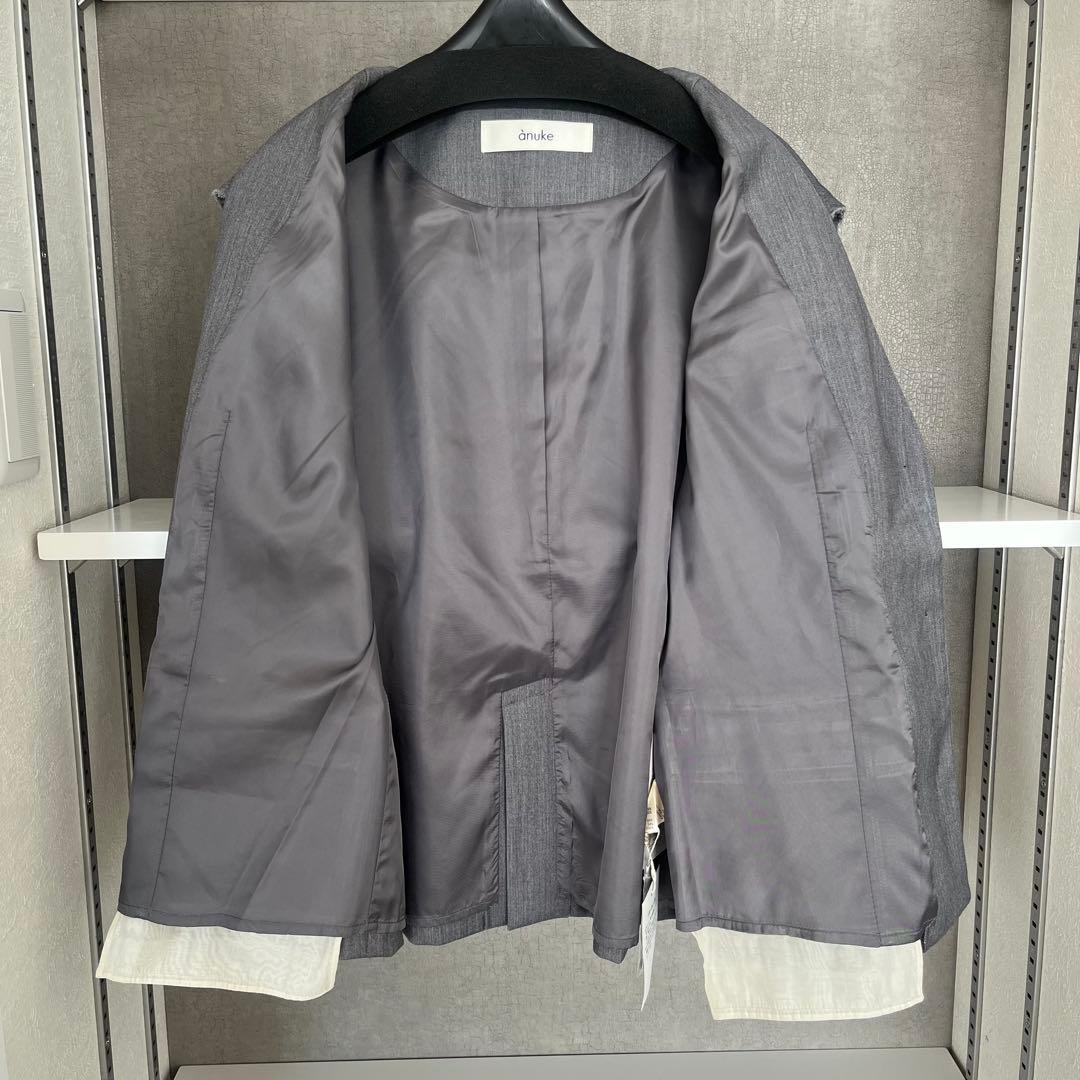 anuke カットオフツイルベスト　グレー　ジレ　トップス　ノースリーブ　36