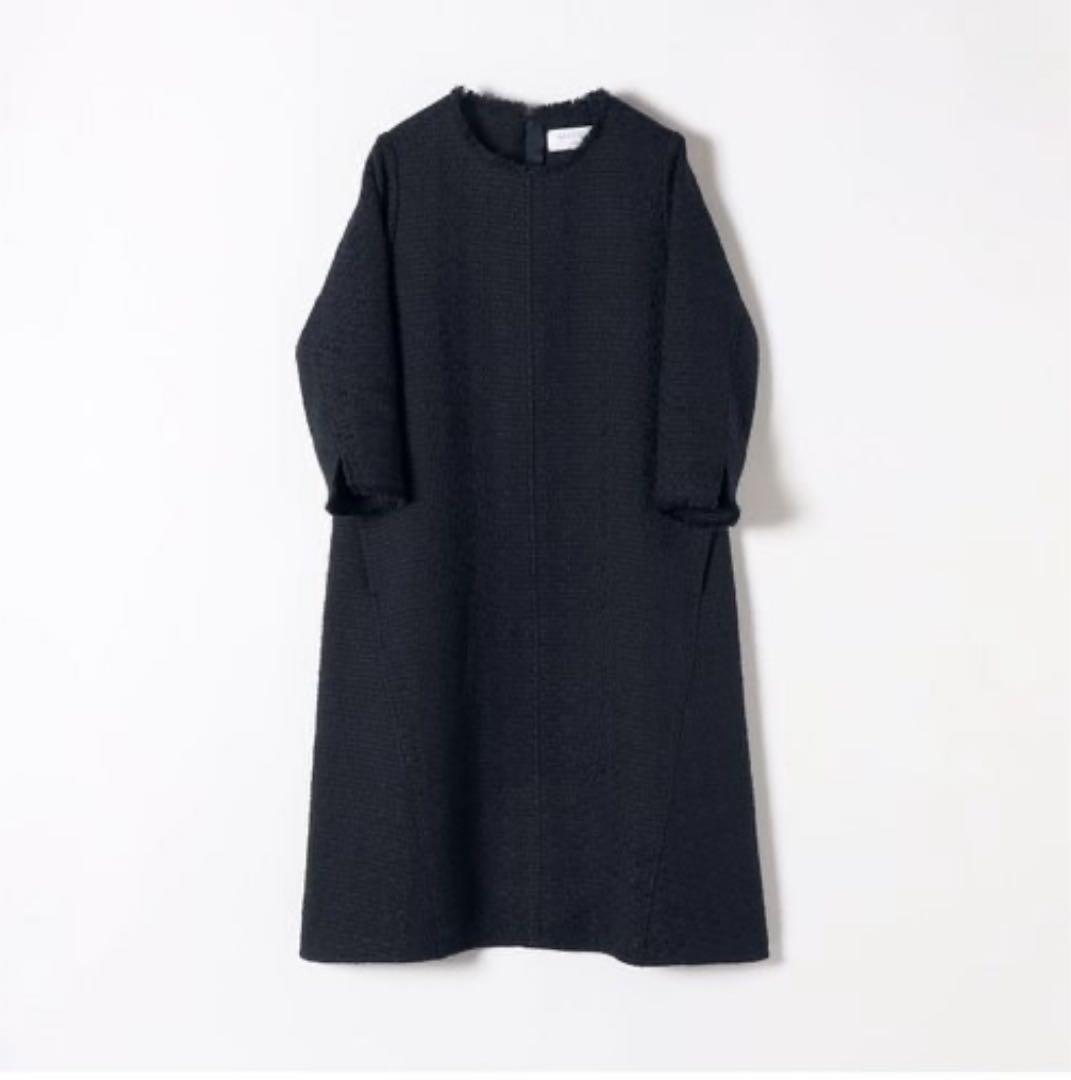 【美品】　SHIPS any NAVY BLUE スラブツイードワンピース　紺