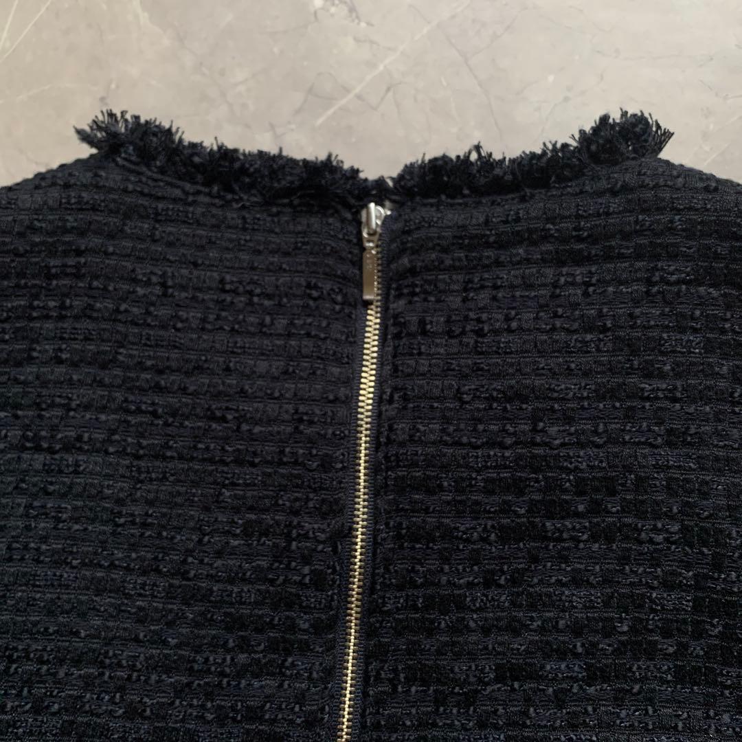【美品】　SHIPS any NAVY BLUE スラブツイードワンピース　紺