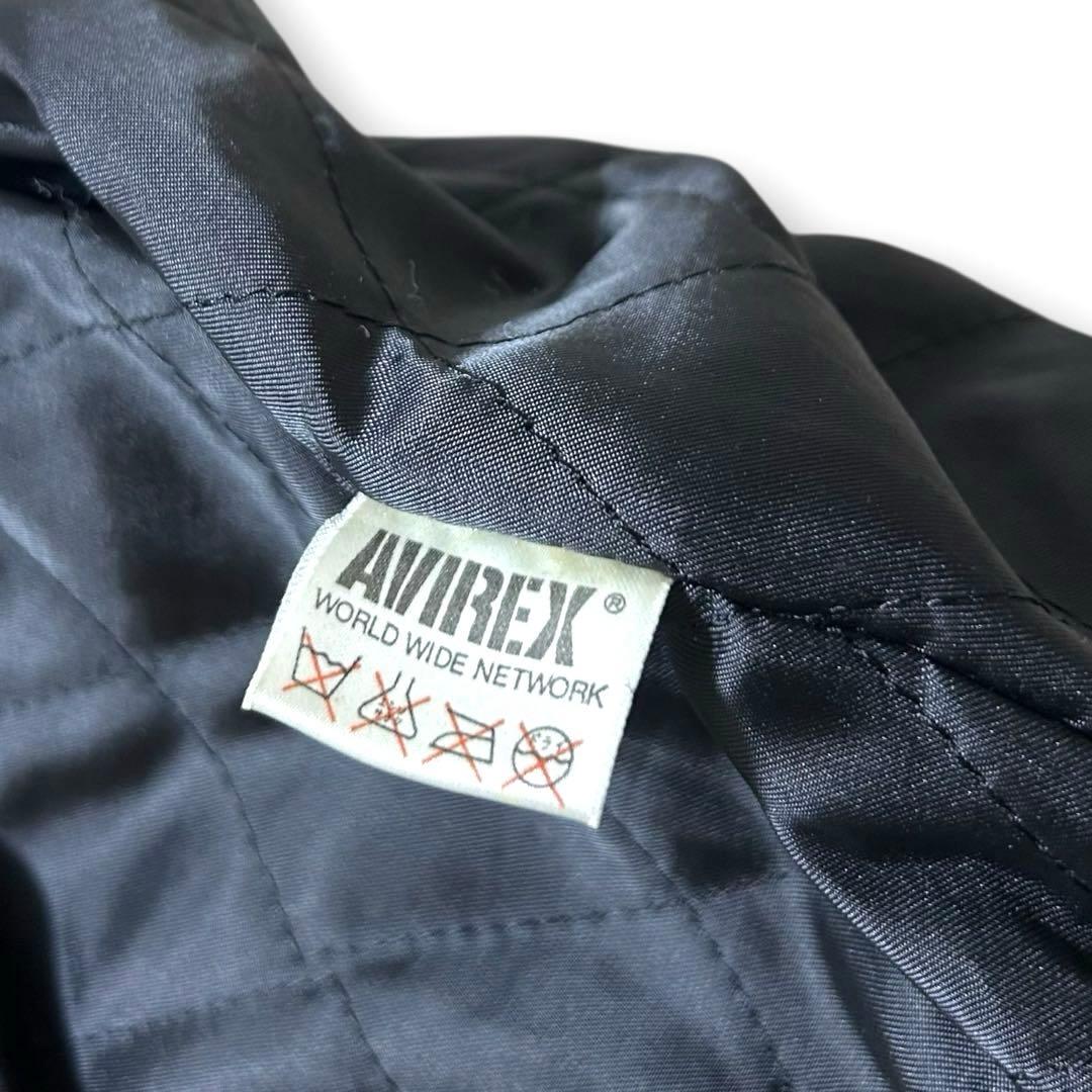 美品 AVIREX 刺繍 アーチロゴ オールレザー スタジャン S 短丈