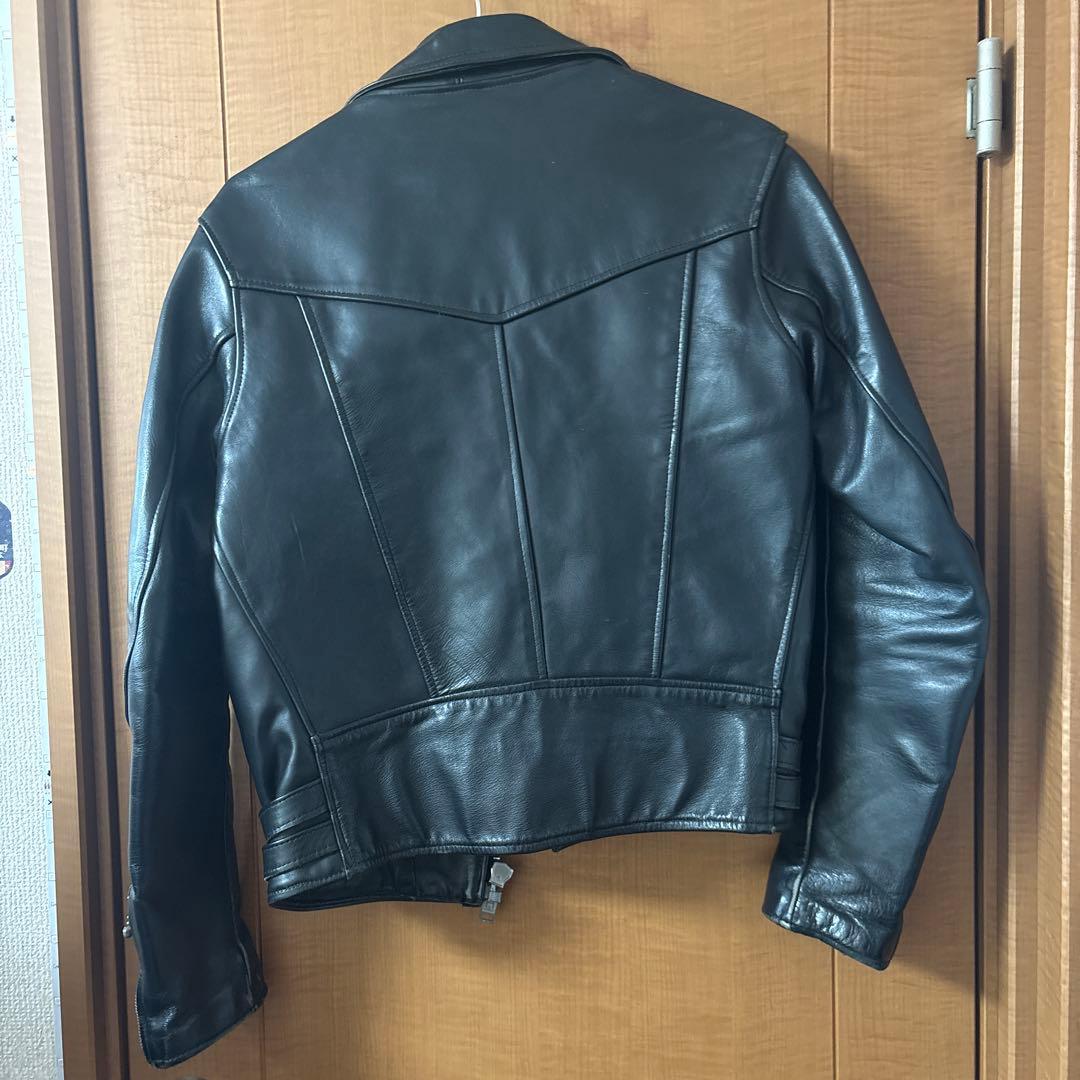 666 ブラック　ダブル　レザージャケット　イングランド製