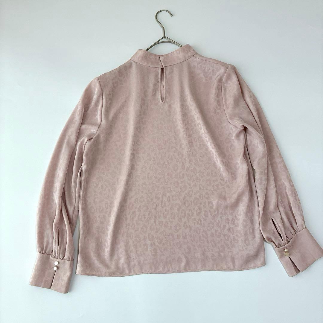 美品 ピンクレオパードPINKY&DIANNE スタンドカラージャガードブラウス