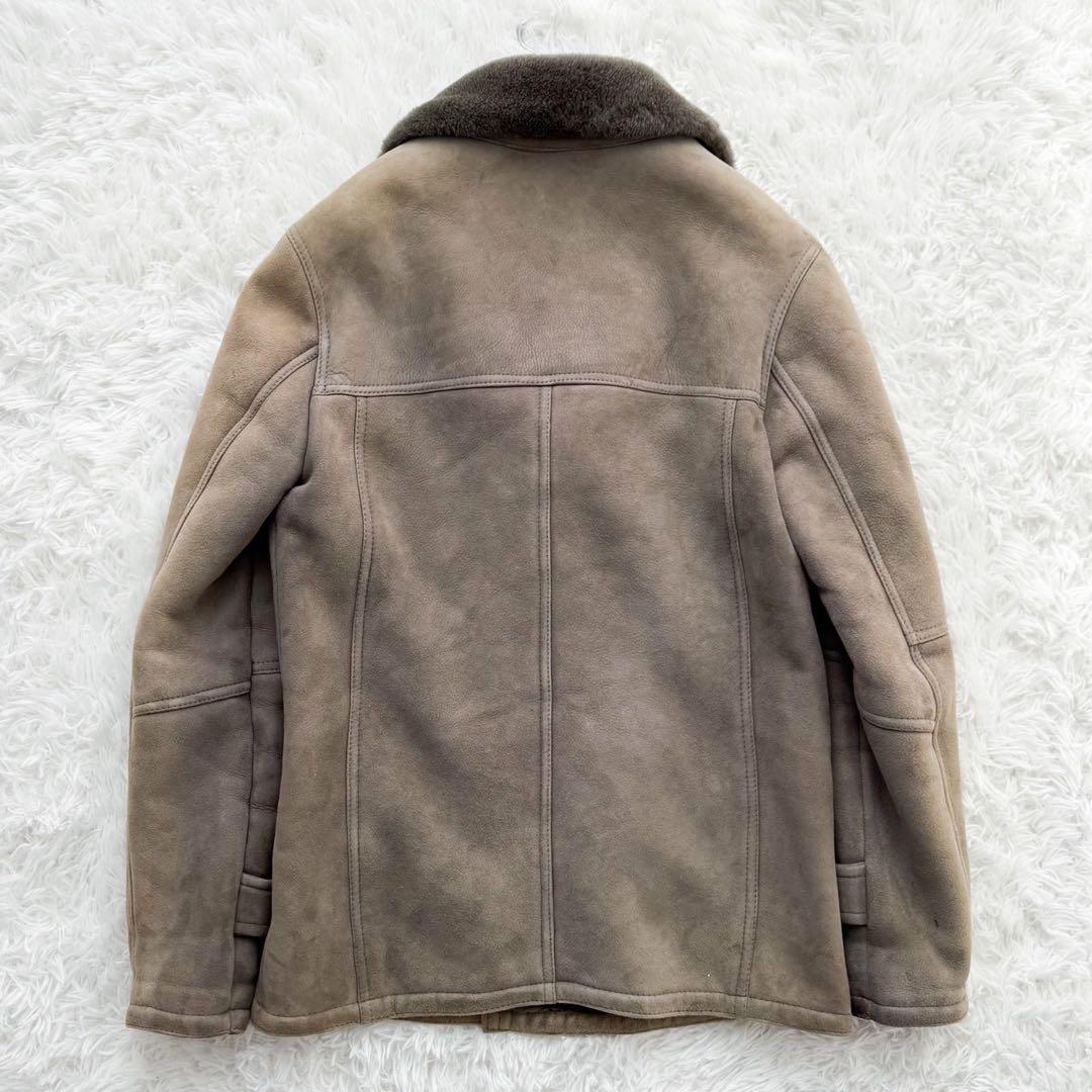 EMMETI イタリア製 羊革 ムートンコート ダブルボタン グレー系 44