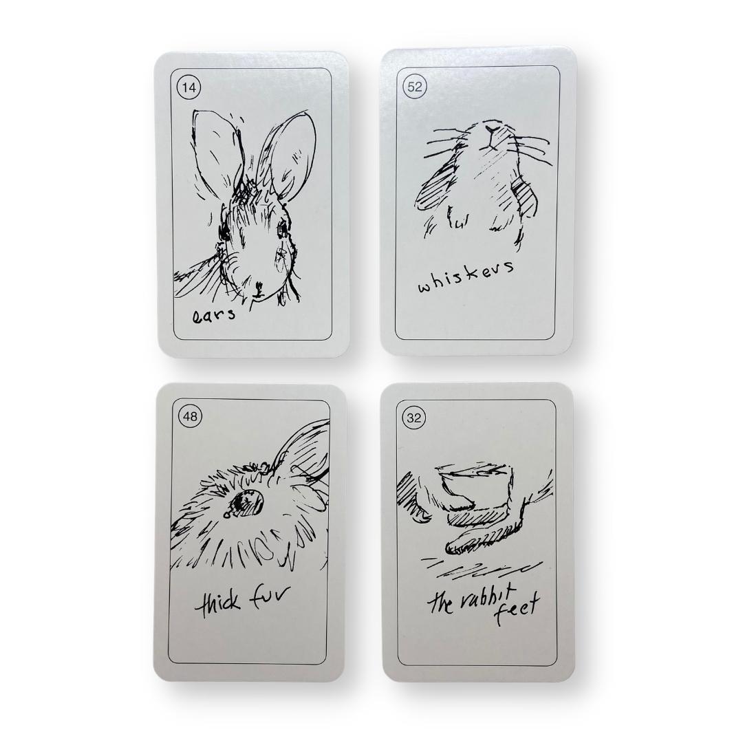 【正規品オラクルカード】シンプルな手描き線画イラストが可愛いうさぎの知恵のデッキ