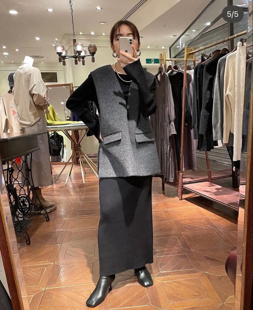 loungedress シャギーベスト　グレー