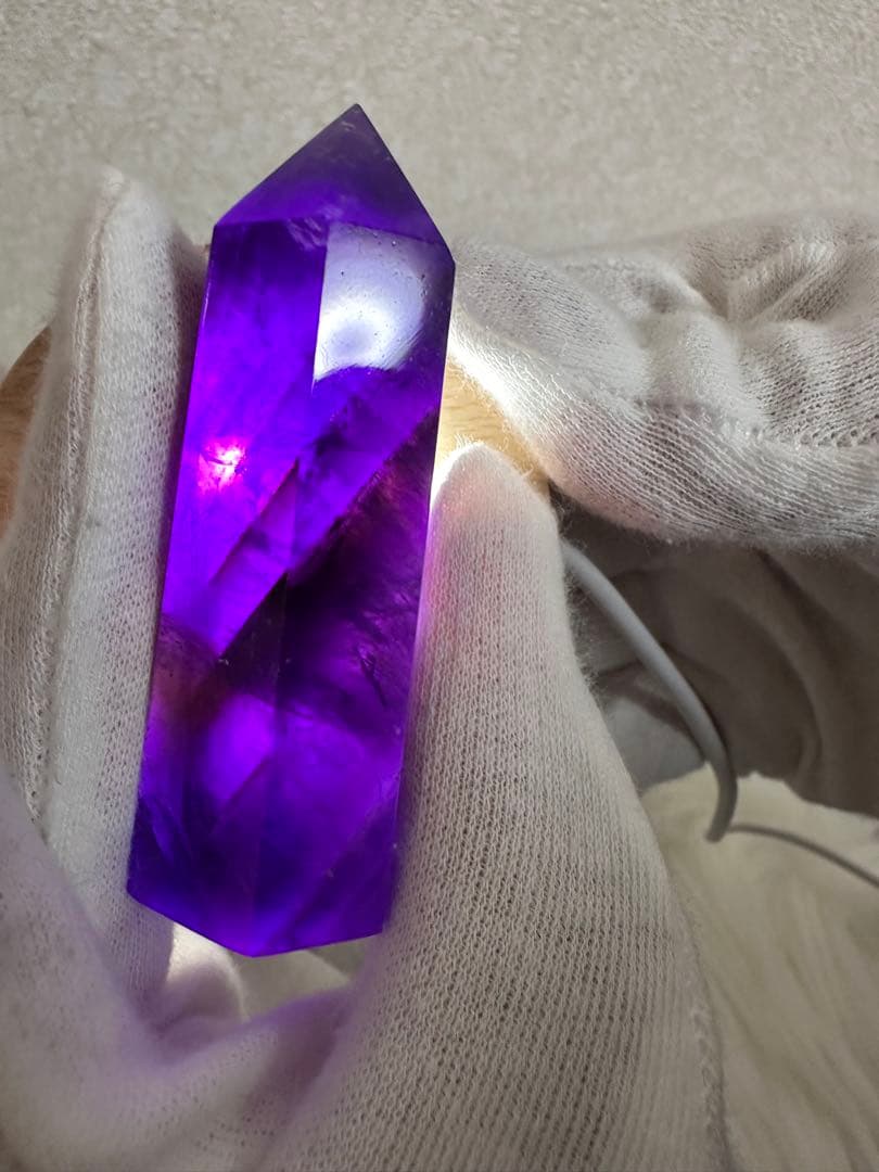 極美品 ボリビア産アメトリン ポイント 高発色 ファントム バイカラー水晶450