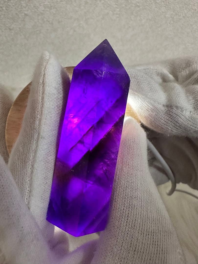 極美品 ボリビア産アメトリン ポイント 高発色 ファントム バイカラー水晶450