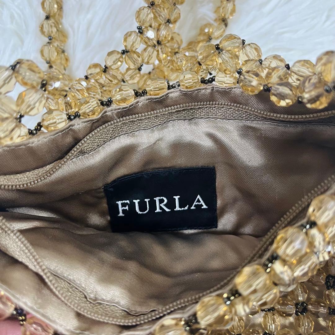 美品 FURLA フルラ ビーズバッグ シャンパンゴールド ビンテージ 希少