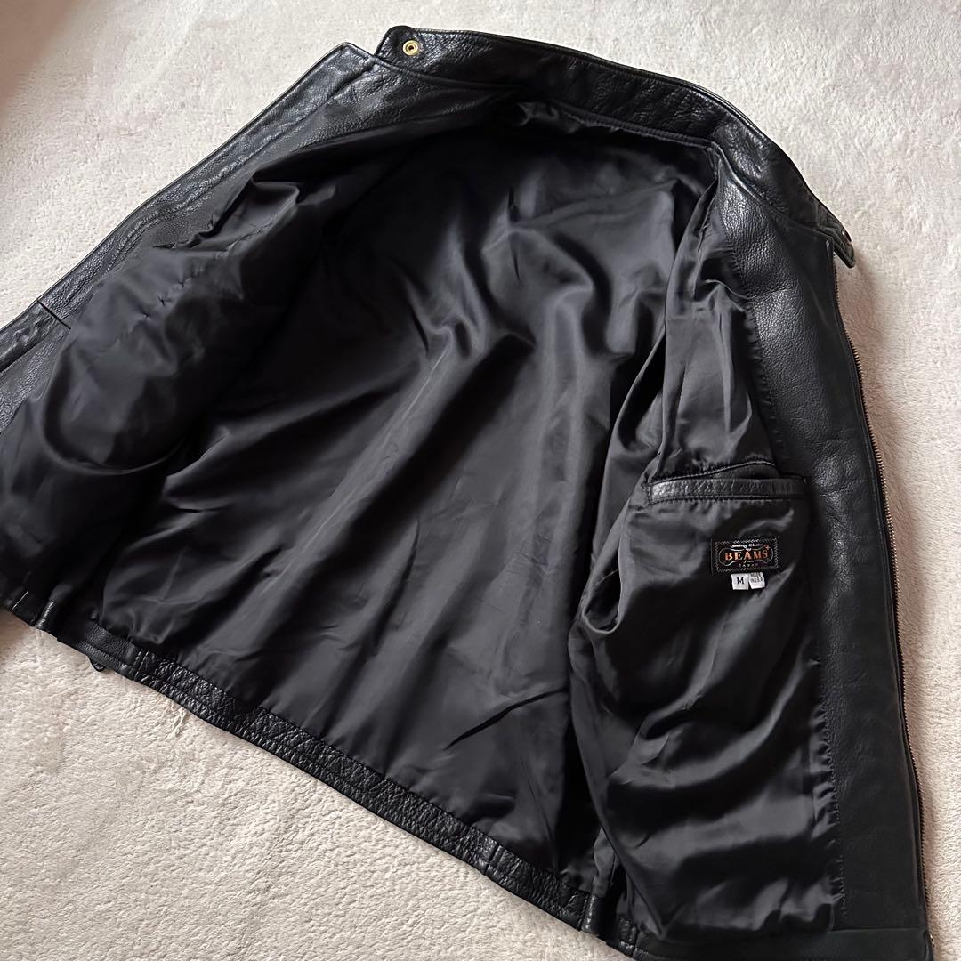 BEAMS PLUS レザーライダースジャケット USA製 本革 黒 ビームス