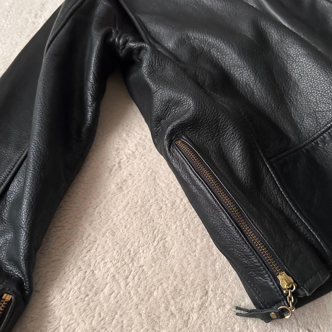 BEAMS PLUS レザーライダースジャケット USA製 本革 黒 ビームス