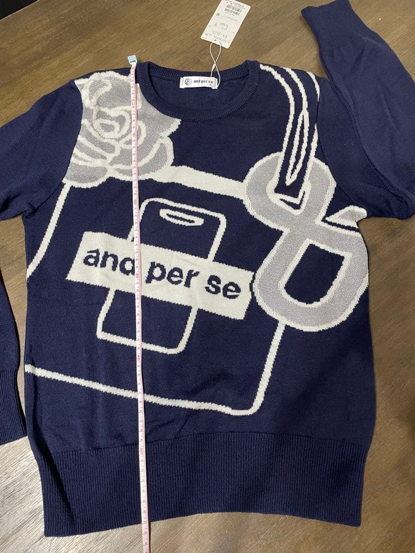 【新品・未使用】and per se ネイビー セーター M ゴルフウェアー