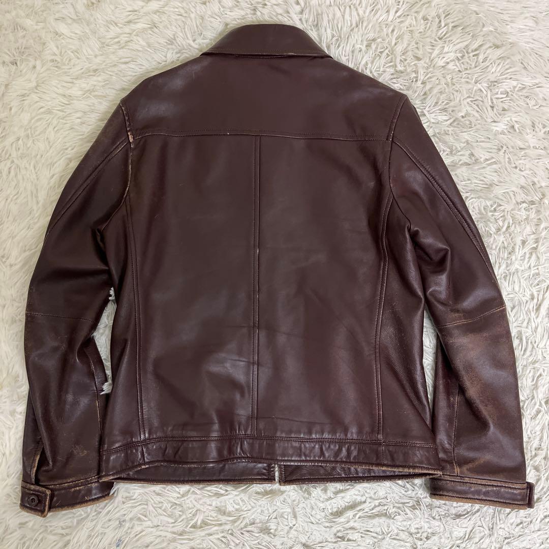 バーバリーブラックレーベル　ラムレザージャケット　シングルライダース　ブラウンM