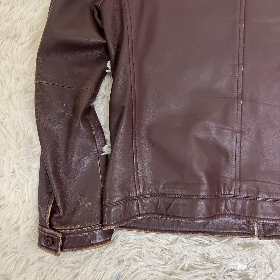 バーバリーブラックレーベル　ラムレザージャケット　シングルライダース　ブラウンM