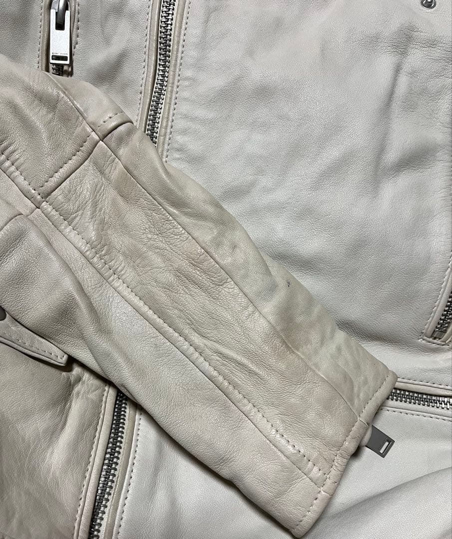 入手困難ZARA ラムレザーダブルライダースジャケット ホワイトレザー　白革