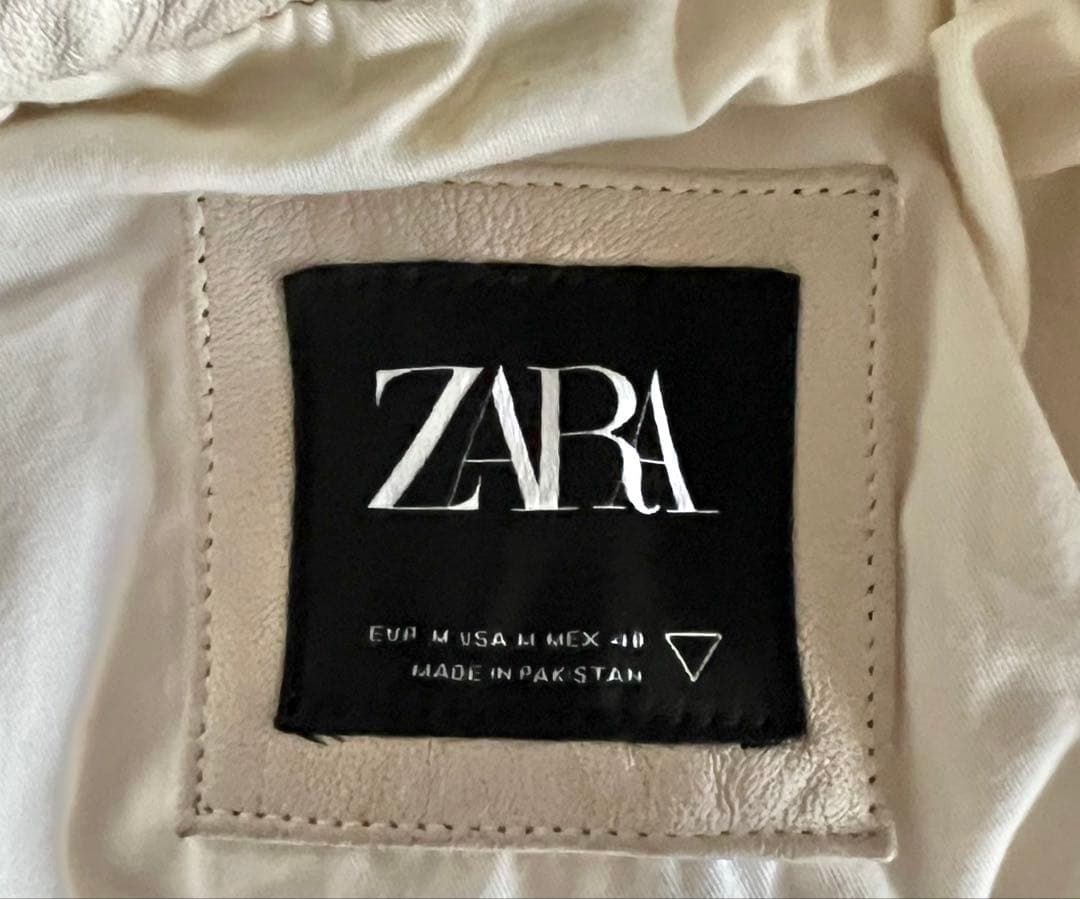 入手困難ZARA ラムレザーダブルライダースジャケット ホワイトレザー　白革