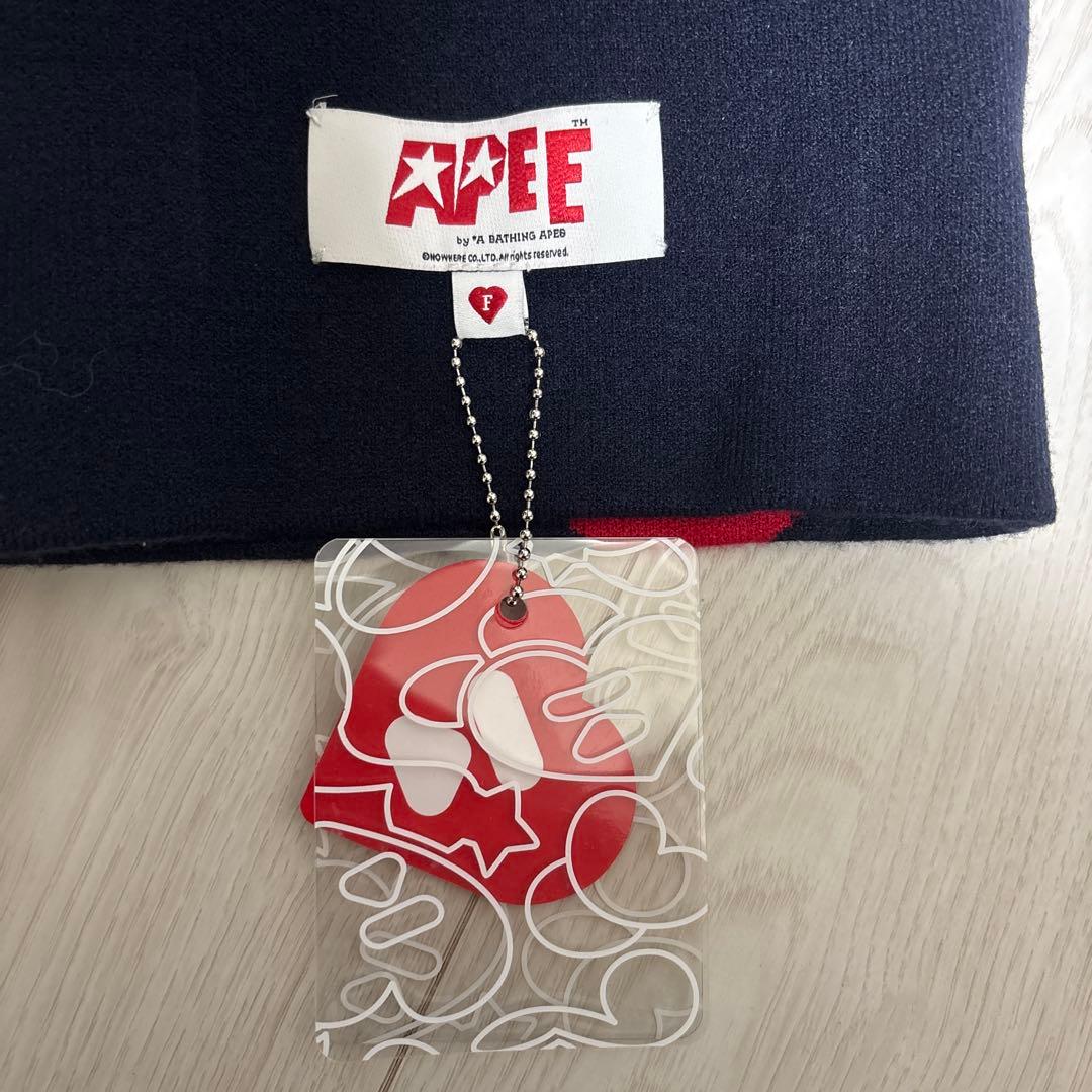 A BATHING APE ニット帽 ハートモチーフ