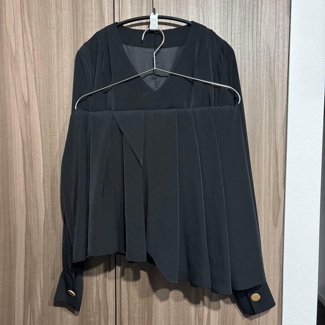 AMERI VINTAGE フレアラップディテールドレス M ブラック