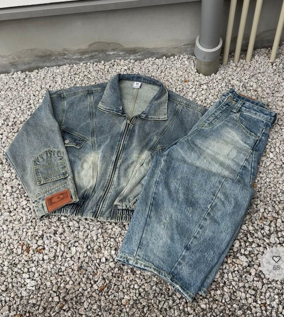 L2222　ユニークデニムジャケット　M（lightblue）地底人ONLINE