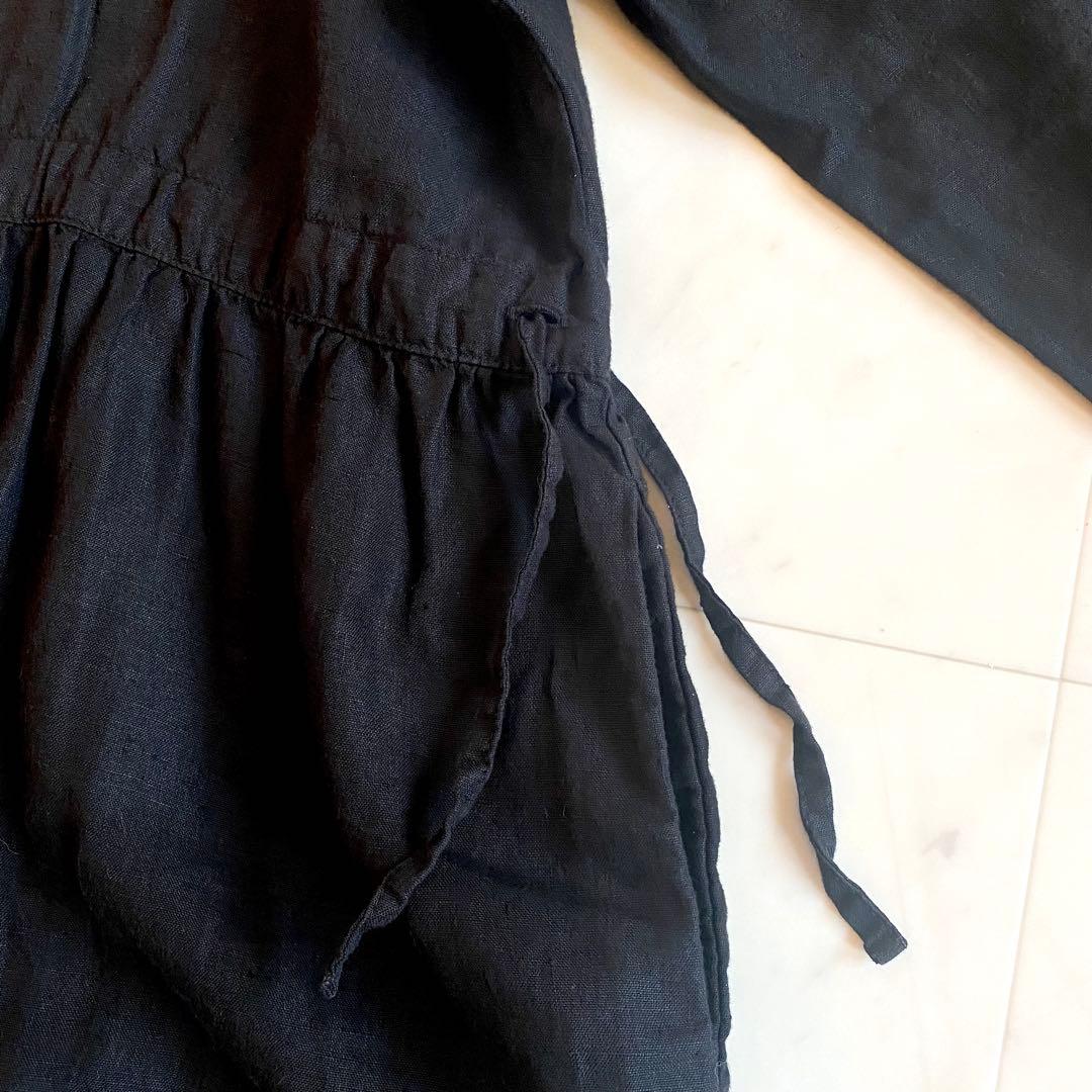 【美品】ネストローブ　ロングワンピース ブラック　麻100% 2way 羽織り