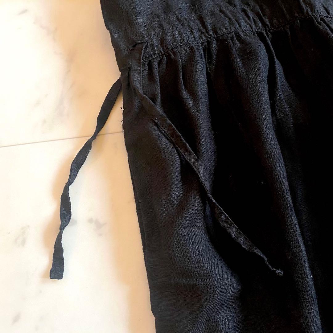 【美品】ネストローブ　ロングワンピース ブラック　麻100% 2way 羽織り