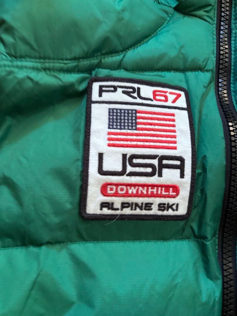 アメリカ限定PoloRalphLaurenダウンベストビックポニー フード付き