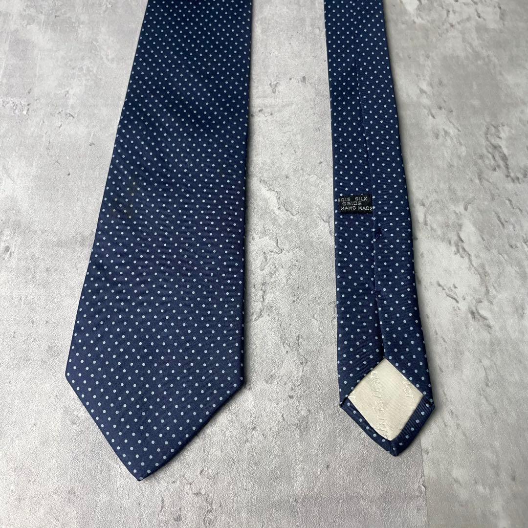 美品 Christian Dior ディオール ドット柄 ネクタイ ネイビー 紺