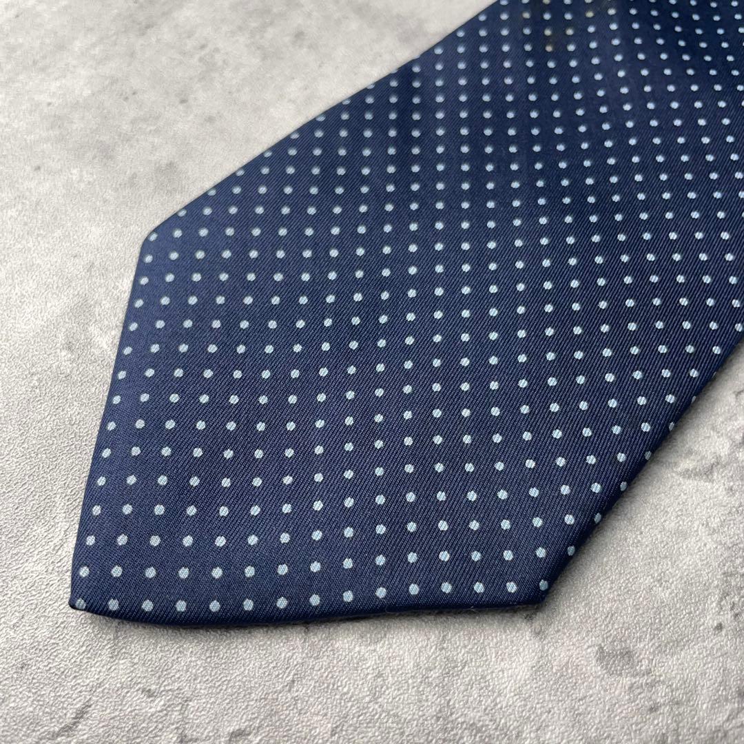 美品 Christian Dior ディオール ドット柄 ネクタイ ネイビー 紺