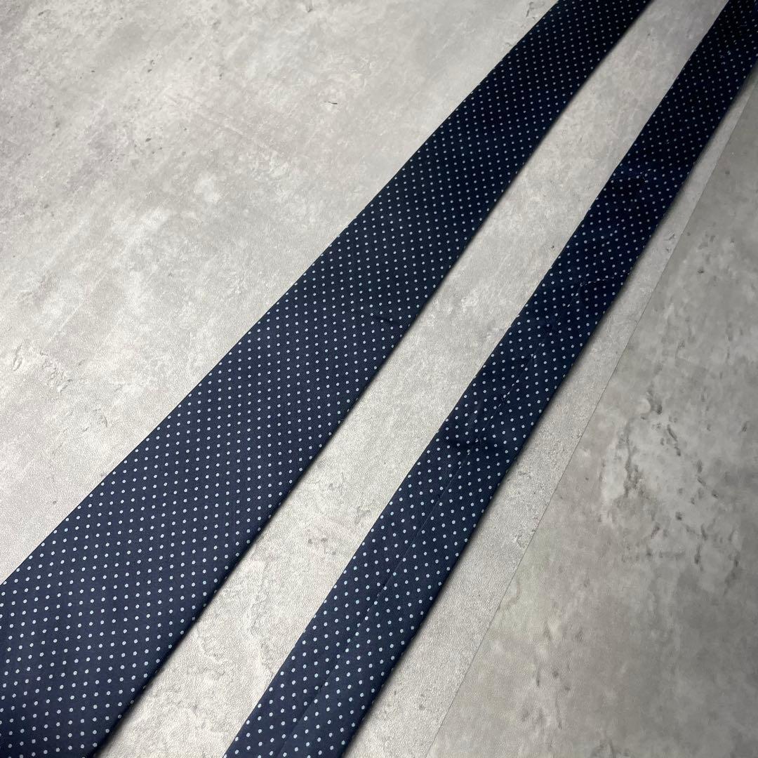 美品 Christian Dior ディオール ドット柄 ネクタイ ネイビー 紺