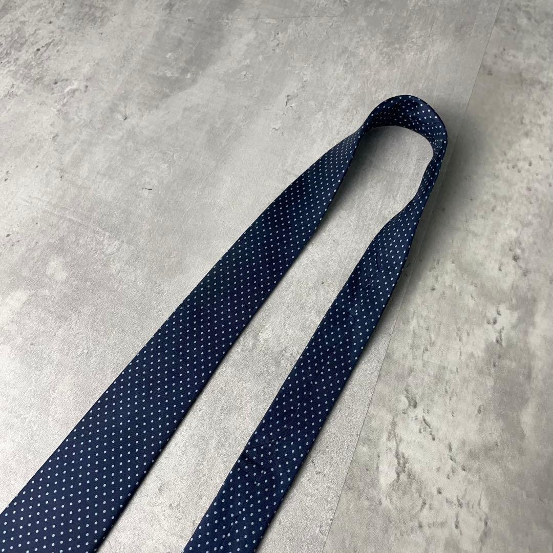 美品 Christian Dior ディオール ドット柄 ネクタイ ネイビー 紺