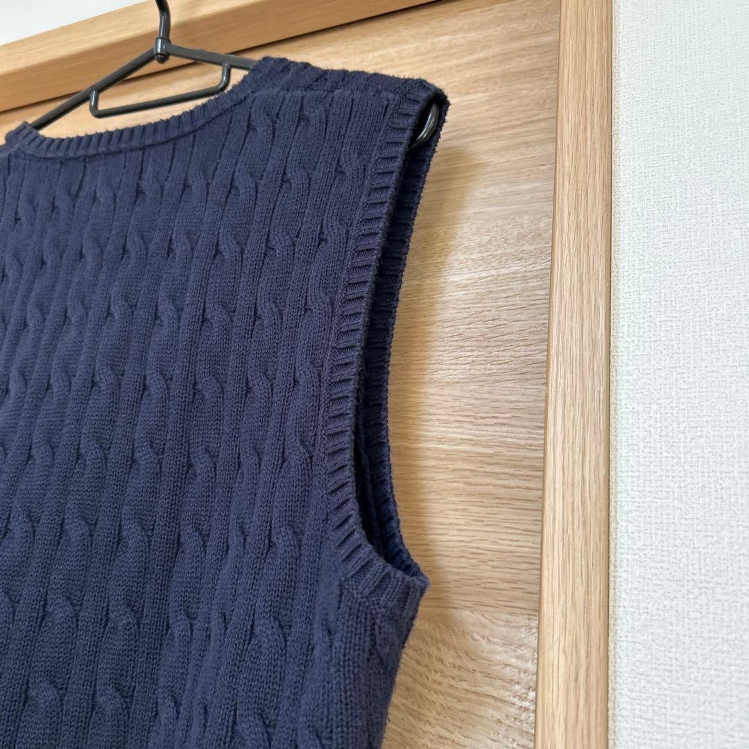 ポロラルフローレン　ベスト　ケーブル編み　キッズ　XL 170 ネイビー