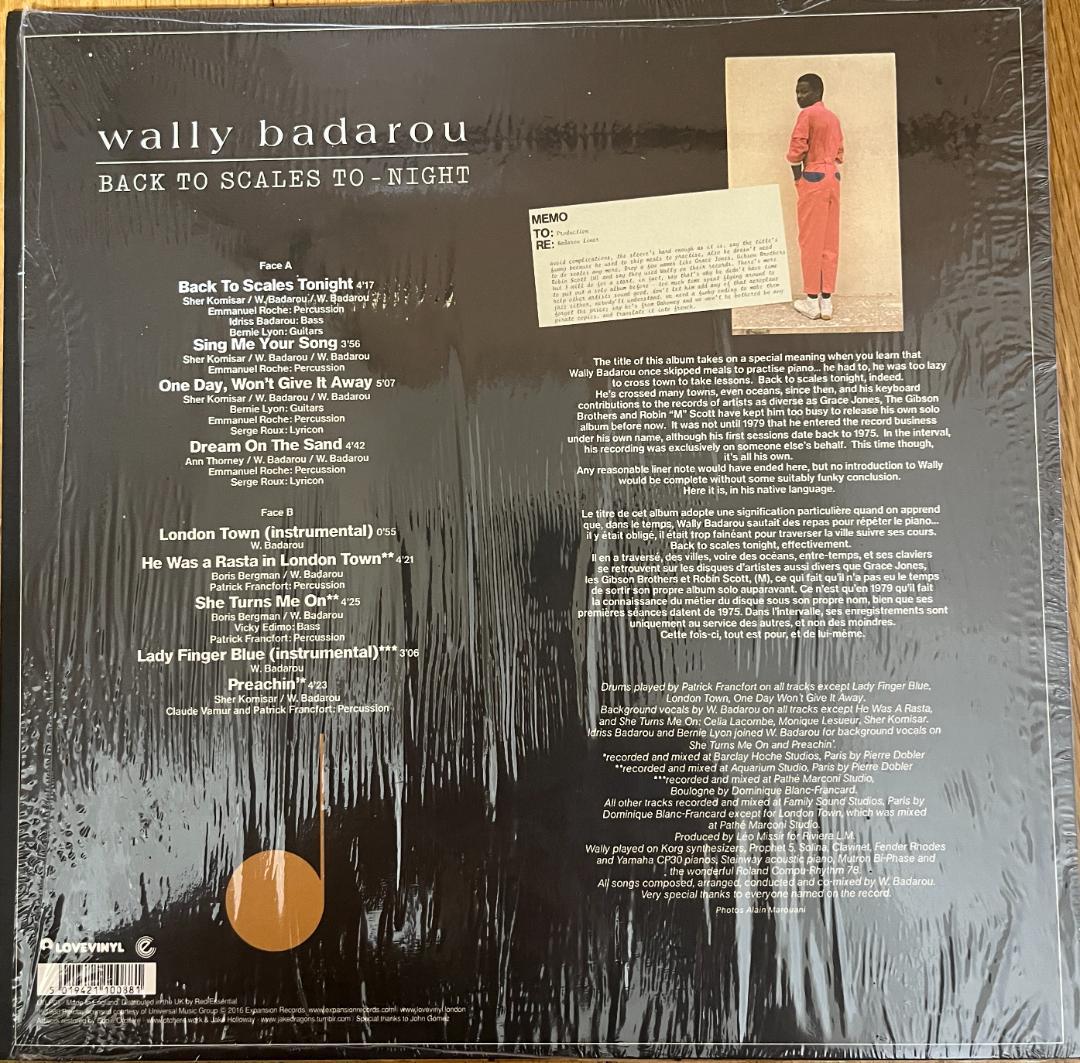 洋楽 wally badarou BACK TO SCALES TO-NIGHT LP