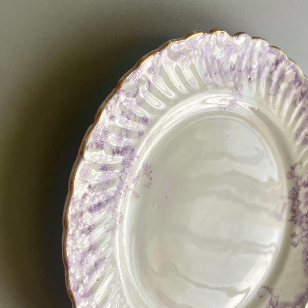 フランス製アンティーク　1880年代　パリ窯　De Roche　紫花装飾⚫︎稀少品
