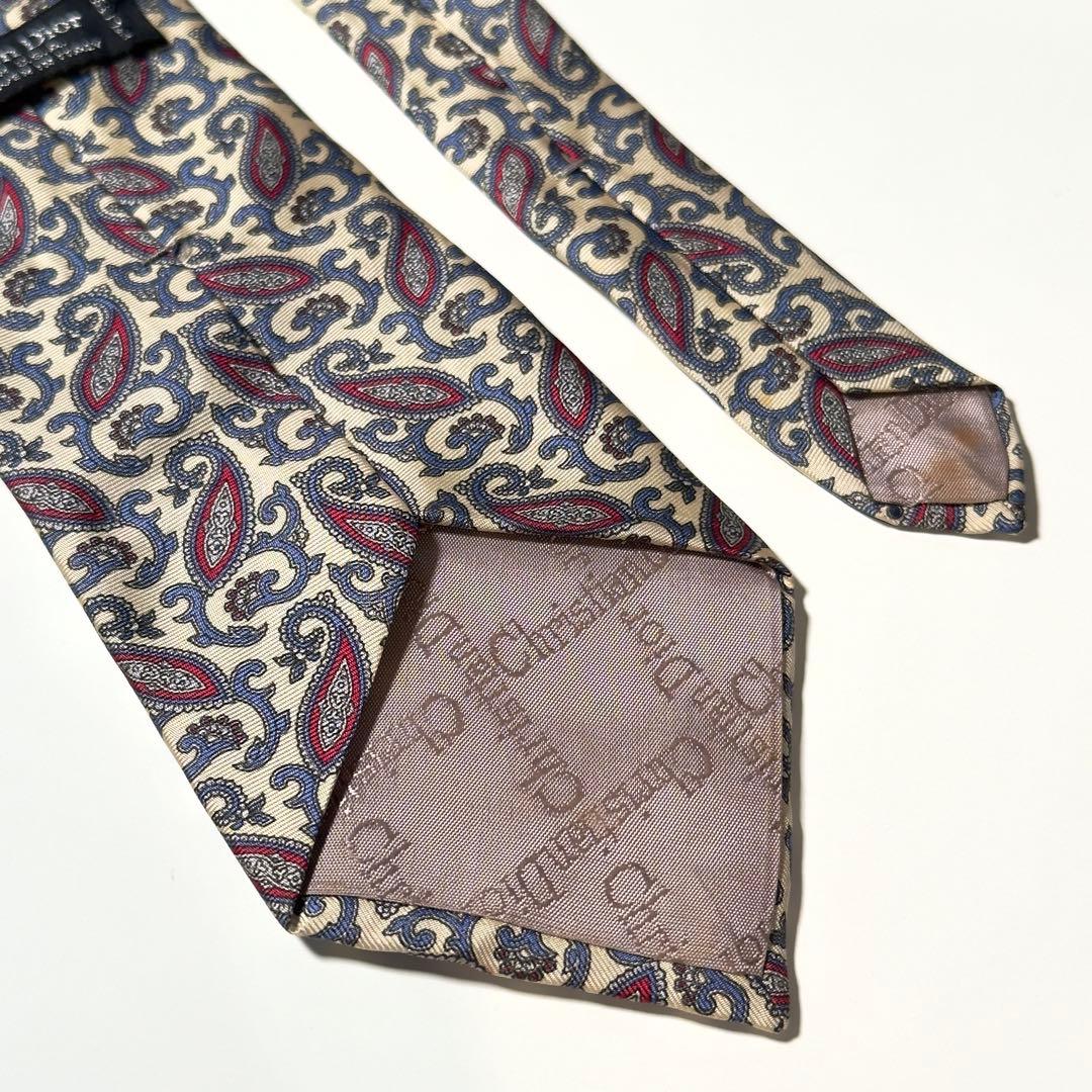【美品】 Dior ディオール ペイズリー柄 イエロー系 ネクタイ
