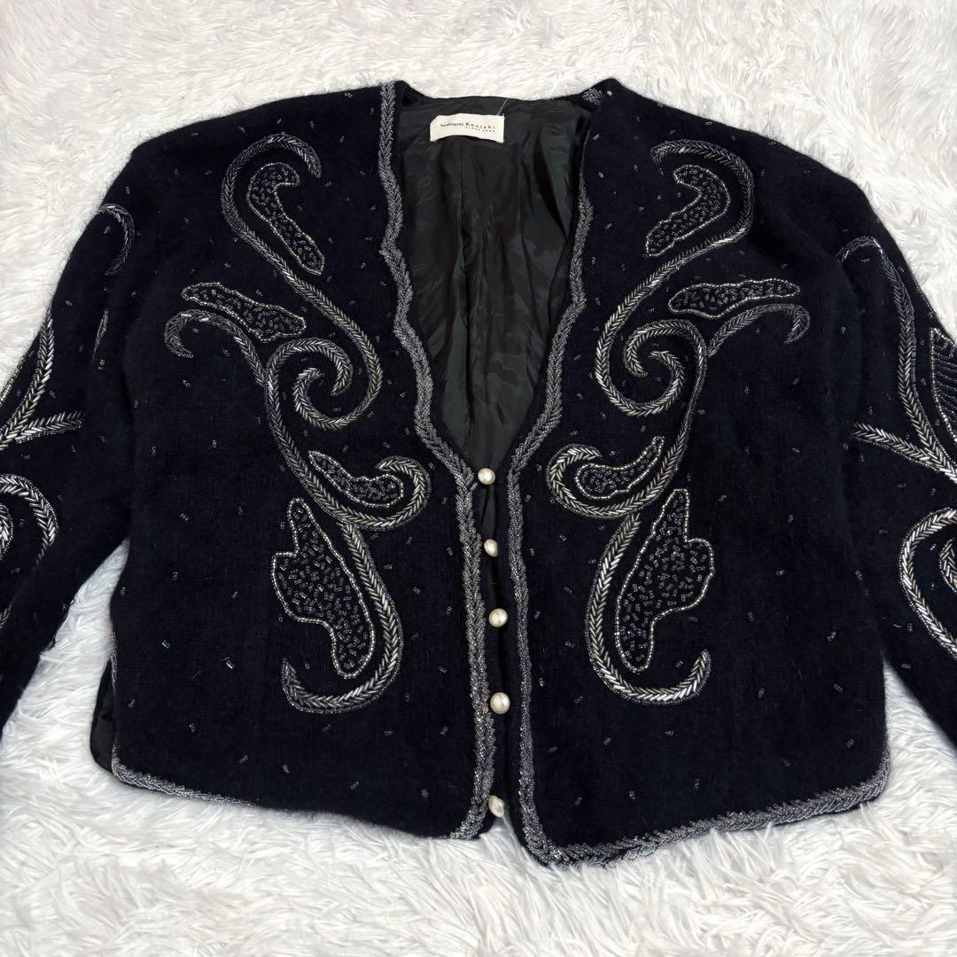 FICCE UOMOビーズ刺繍デザイン　ニットジャケット　ヴィンテージ　アンゴラ