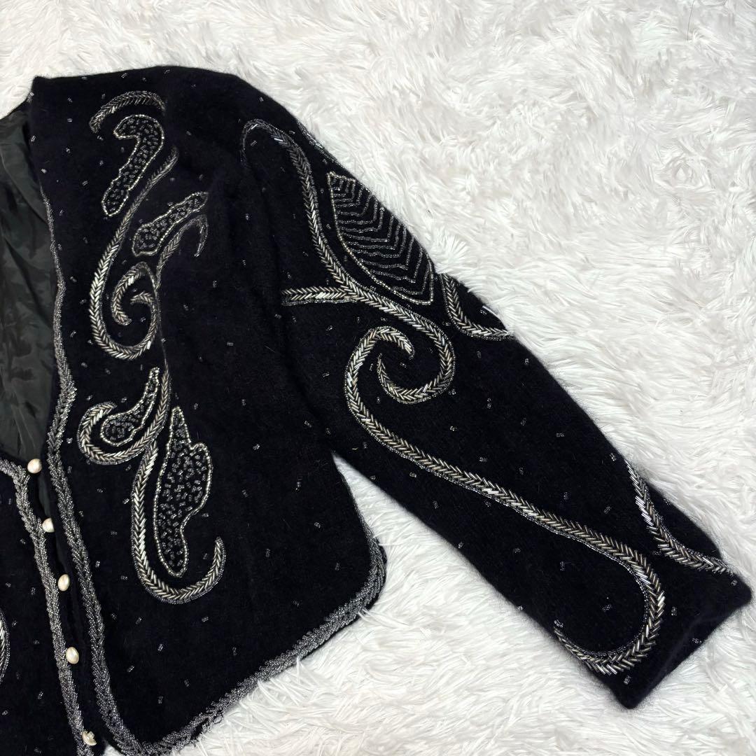 FICCE UOMOビーズ刺繍デザイン　ニットジャケット　ヴィンテージ　アンゴラ