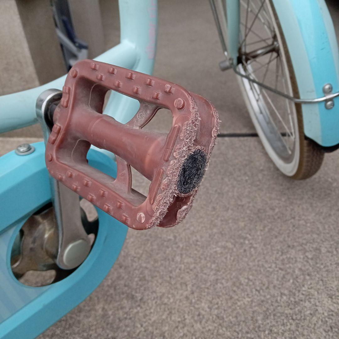 水色 子供用自転車20インチ ピンクバスケット　付き