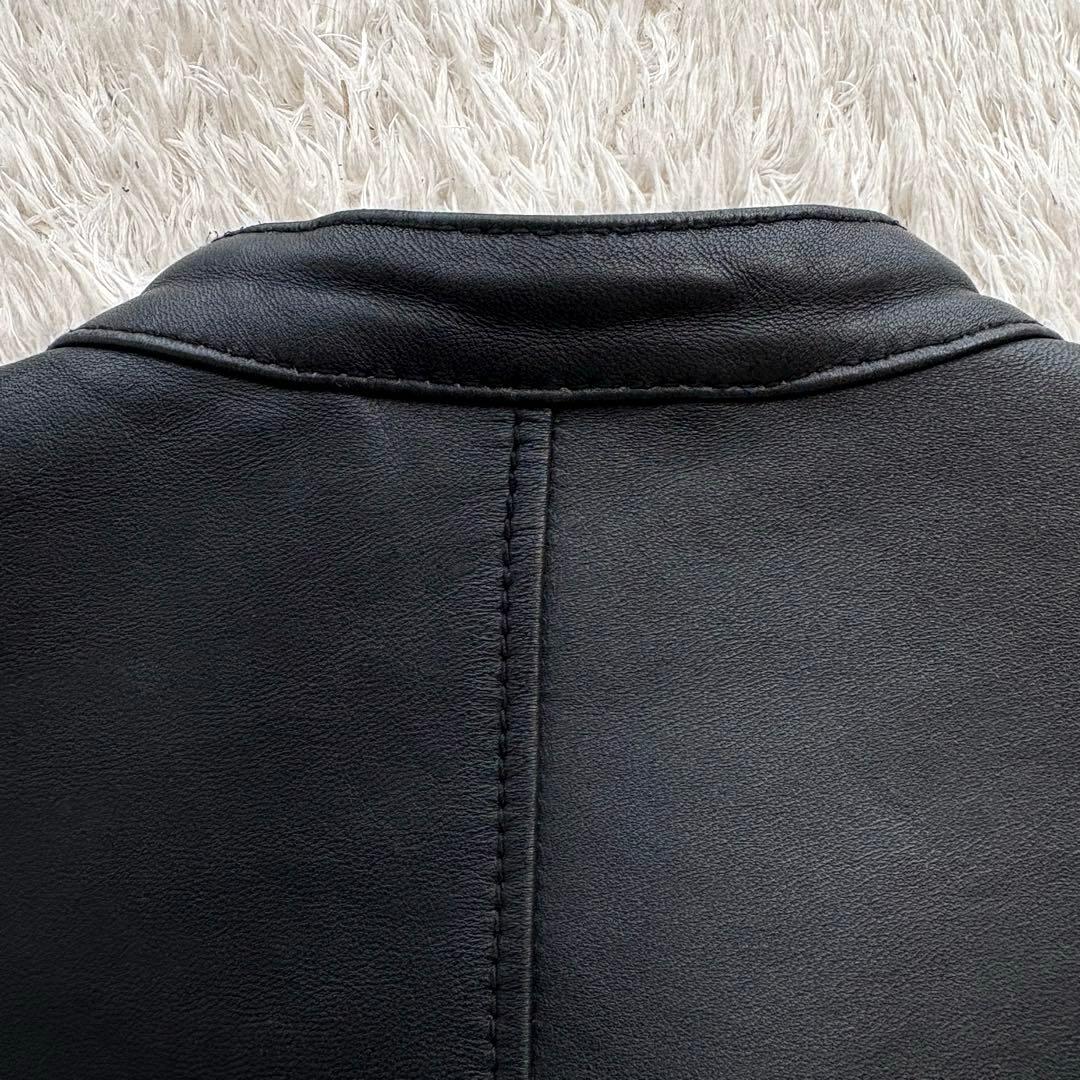 ★羊革★ UNITED ARROWS セミダブル ライダース ダブルジップ 黒