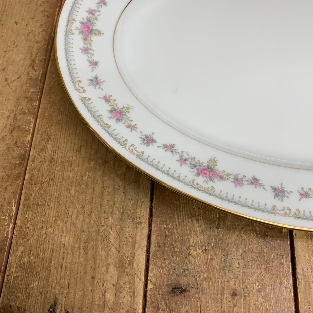 D-4 ②【美品】Noritake ノリタケ オーバルプラター 大皿 花柄 金彩